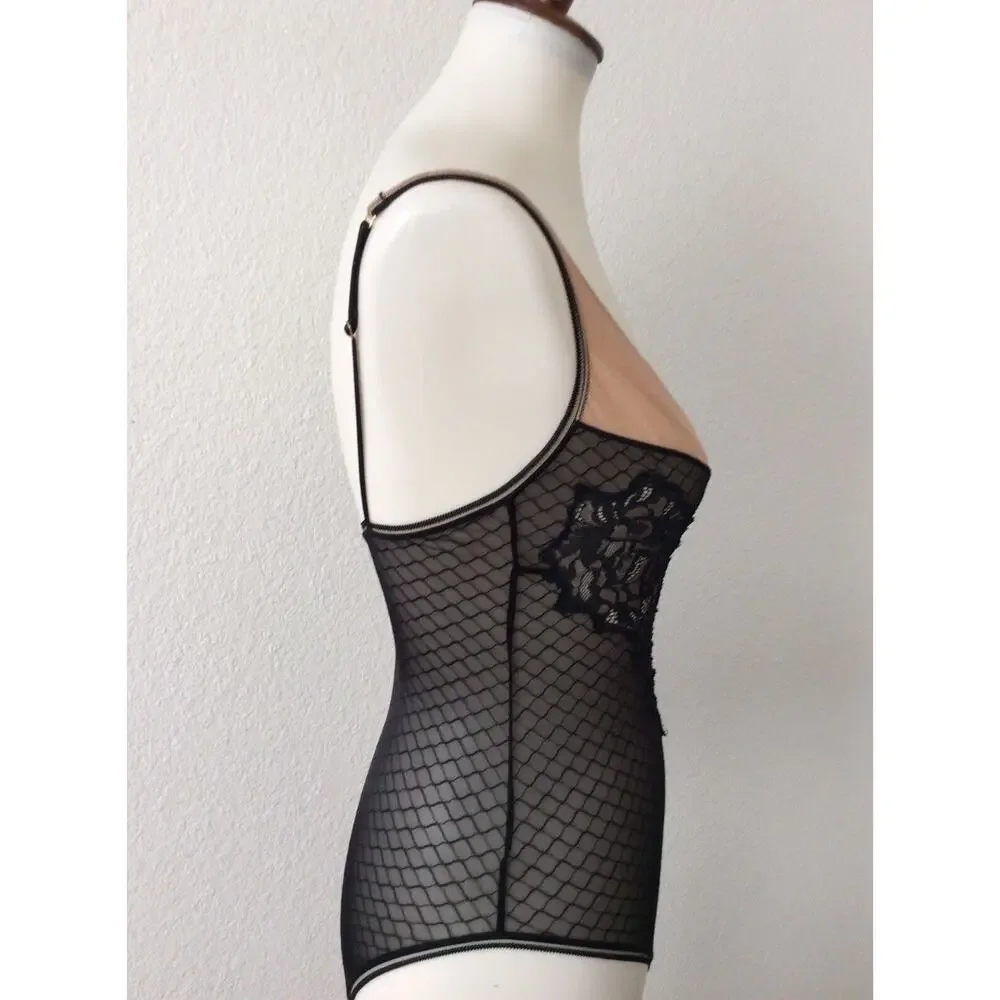 Calvin Klein Lingerie Teddy Bodysuit Naked Glamour Mesh Lace Intimates